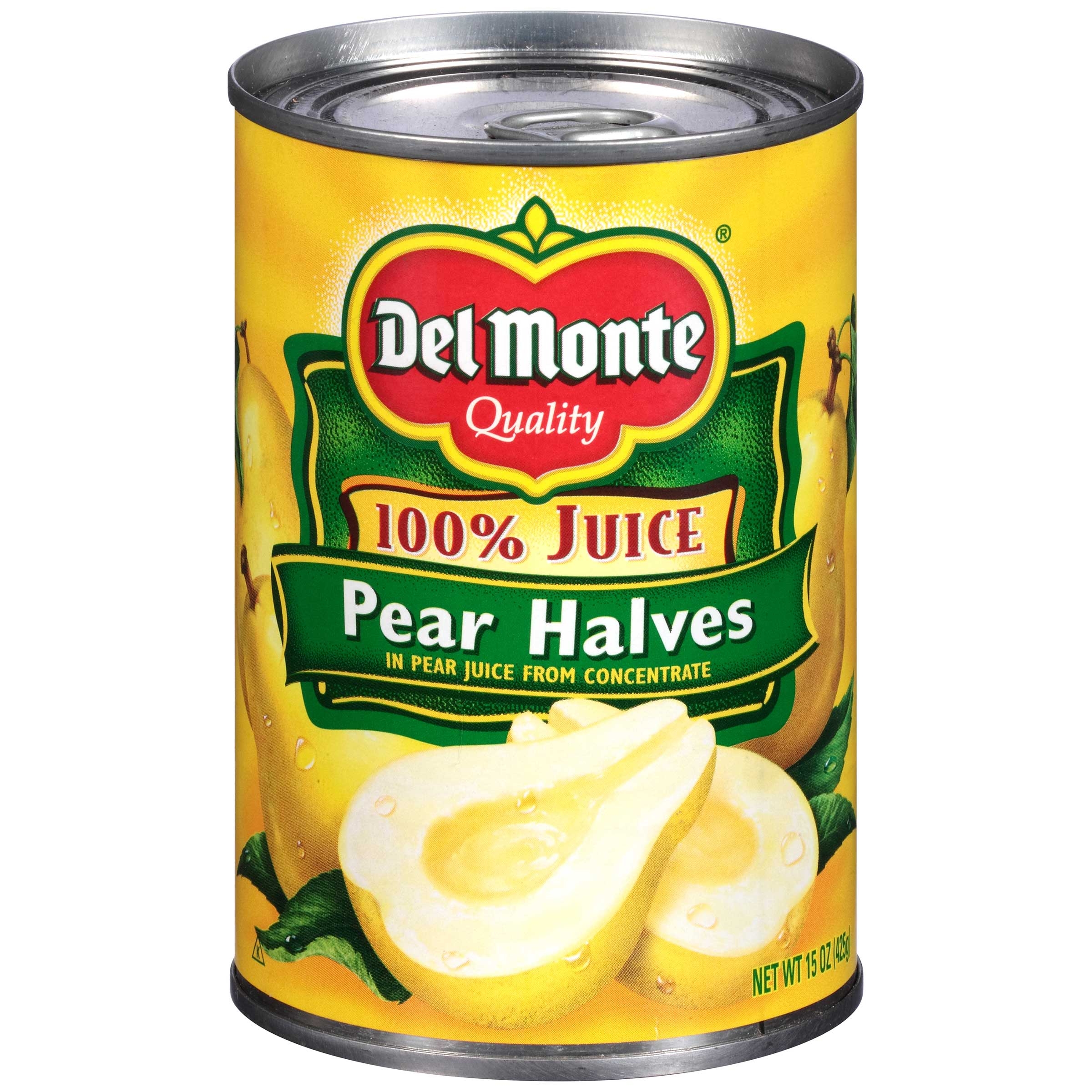 Delmonte Pear Halves in 100 Percent Juice, 15 Ounce Can -- 12 per case.