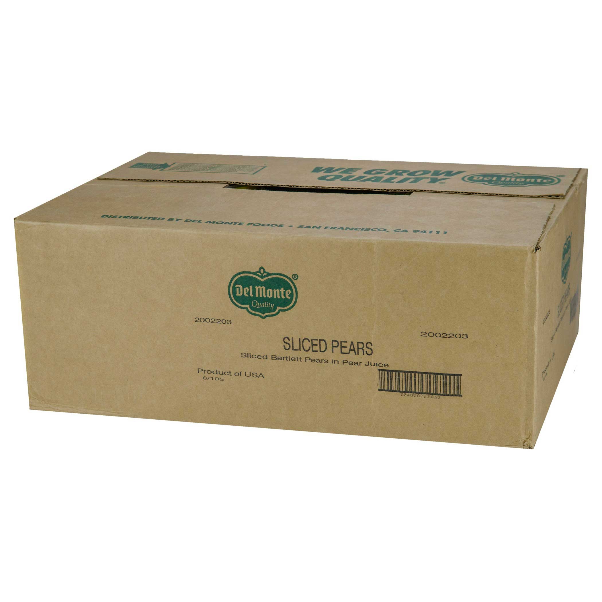 Del Monte Sliced Pears in 100 Percent Juice, 105 Ounce Can -- 6 per case.