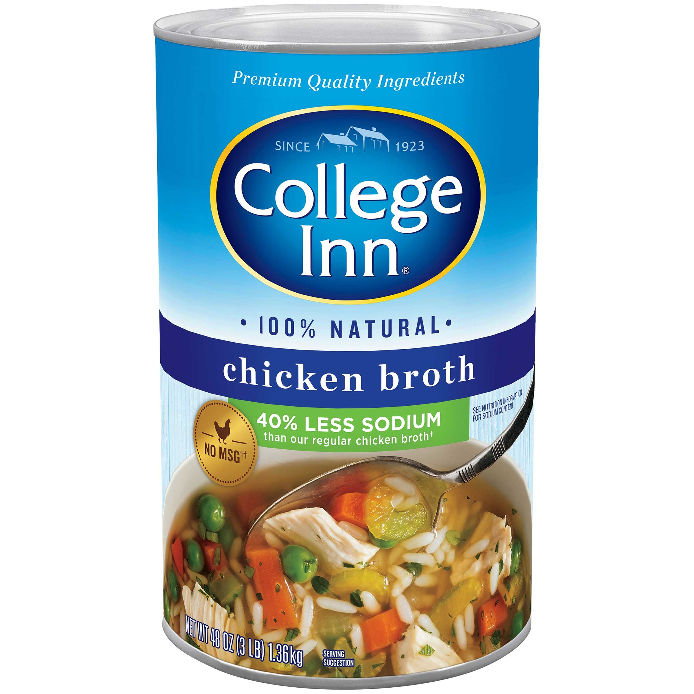 College Inn Fat Free and Lower Sodium Chicken Broth, 48 Ounce -- 12 per case.