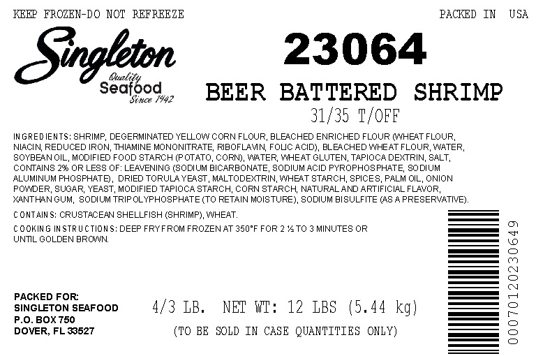 Singleton Seafood Beer Battered Shrimp, 3 Pound -- 4 per case