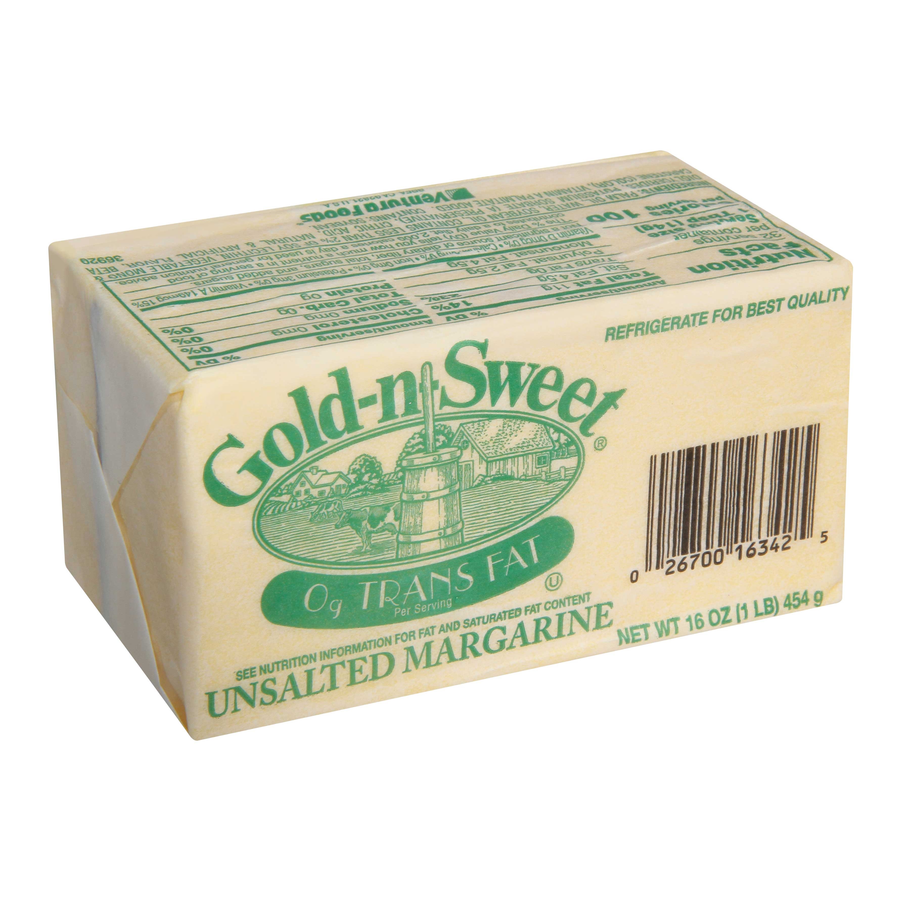 Gold n Sweet Unsalted Margarine, 1 Pound -- 30 per case.