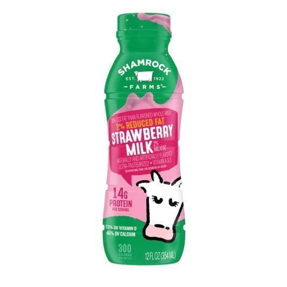 Shamrock Farms Strawberry 2 Percent Reduced Fat Milk, 12 Fluid Ounce -- 12 per case
