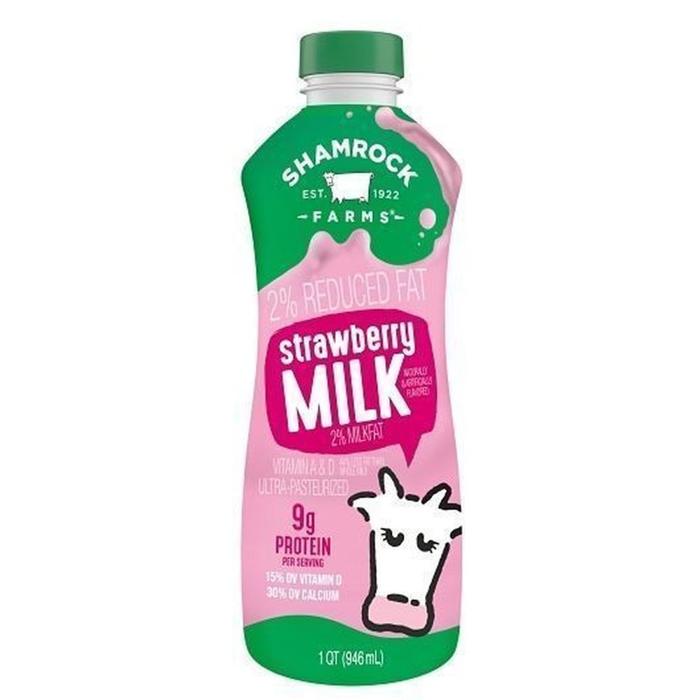 Shamrock Farms Reduced Fat Strawberry Milk, 32 Fluid Ounce -- 6 per case