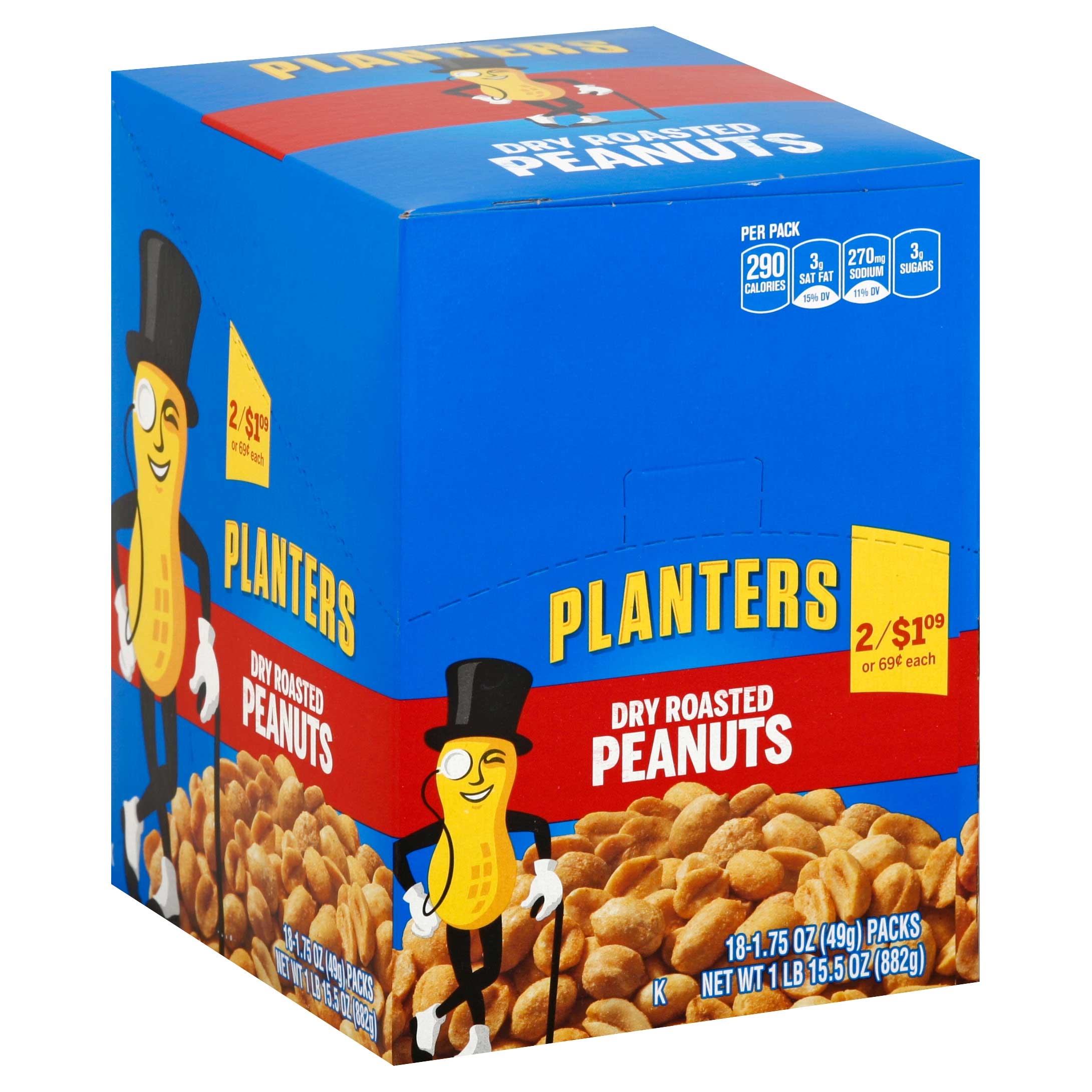 Planters Dry Roasted Peanuts, 1.75 Ounce -- 108 per case.