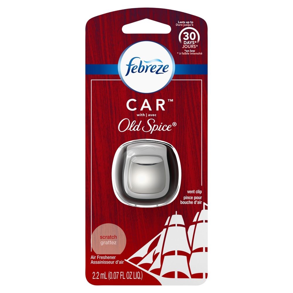 Febreze Old Spice Odor-Fighting Automotive Vent Clip Car Air Freshener, 0.07 Fluid Ounce - 8 per case