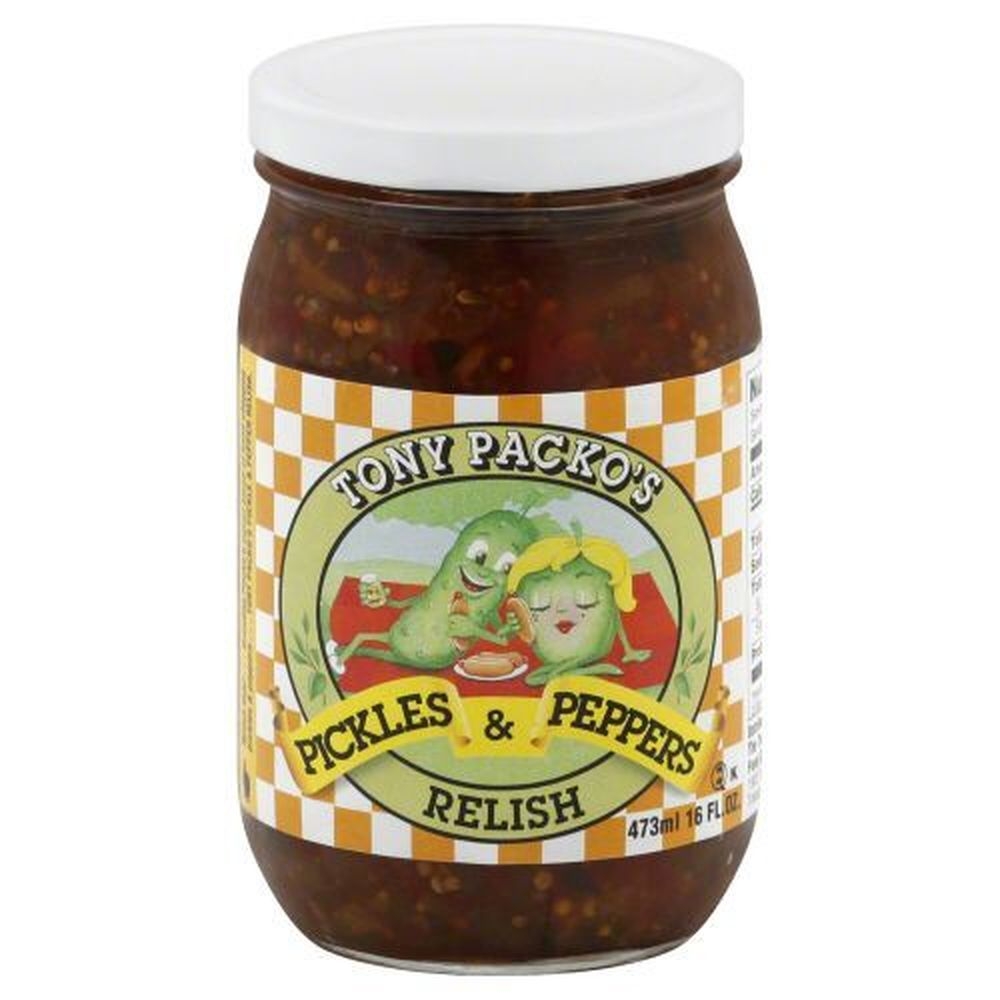 Tony Packos Relish Pickles and Peppers, 16 Ounce -- 12 per case