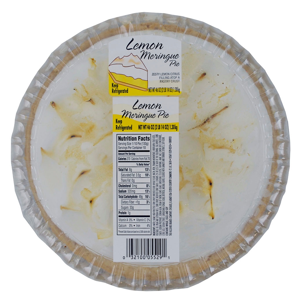 Sara Lee In-Store Bakery Gourmet Lemon Meringue Hi Pie, 10 inch -- 4 per case.