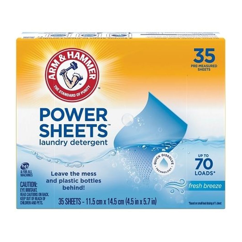 Arm and Hammer Power Sheets Fresh Breeze Laundry Detergent Sheets, 35 count -- 6 per case