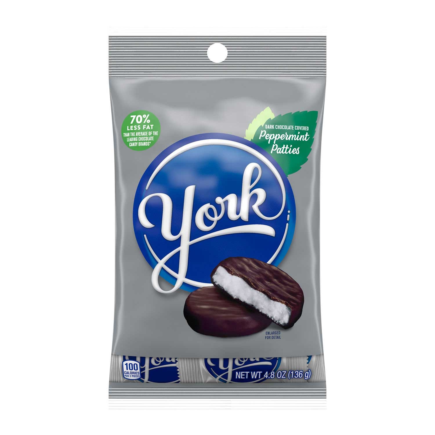 York Dark Chocolate Covered Peppermint Patties - Peg Bag, 4.8 Ounce -- 12 per case