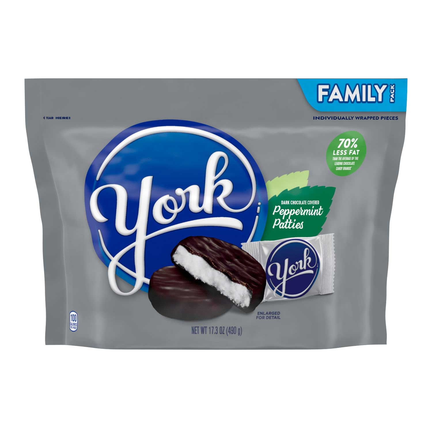 York Family Pack Dark Chocolate Covered Peppermint Patties - Stand Up Bag, 17.3 Ounce -- 8 per case