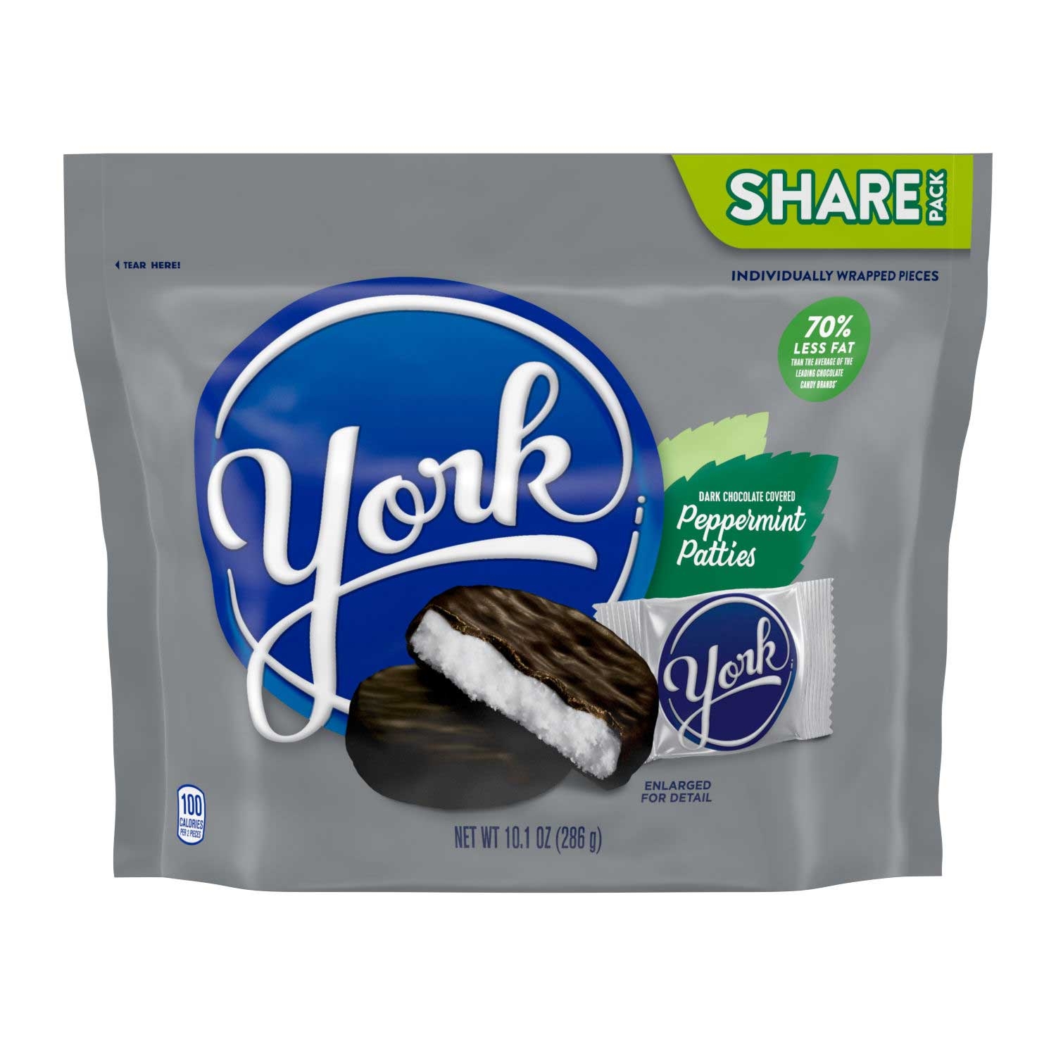 York Share Pack Dark Chocolate Covered Peppermint Patties - Stand Up Bag, 10.1 Ounce -- 8 per case