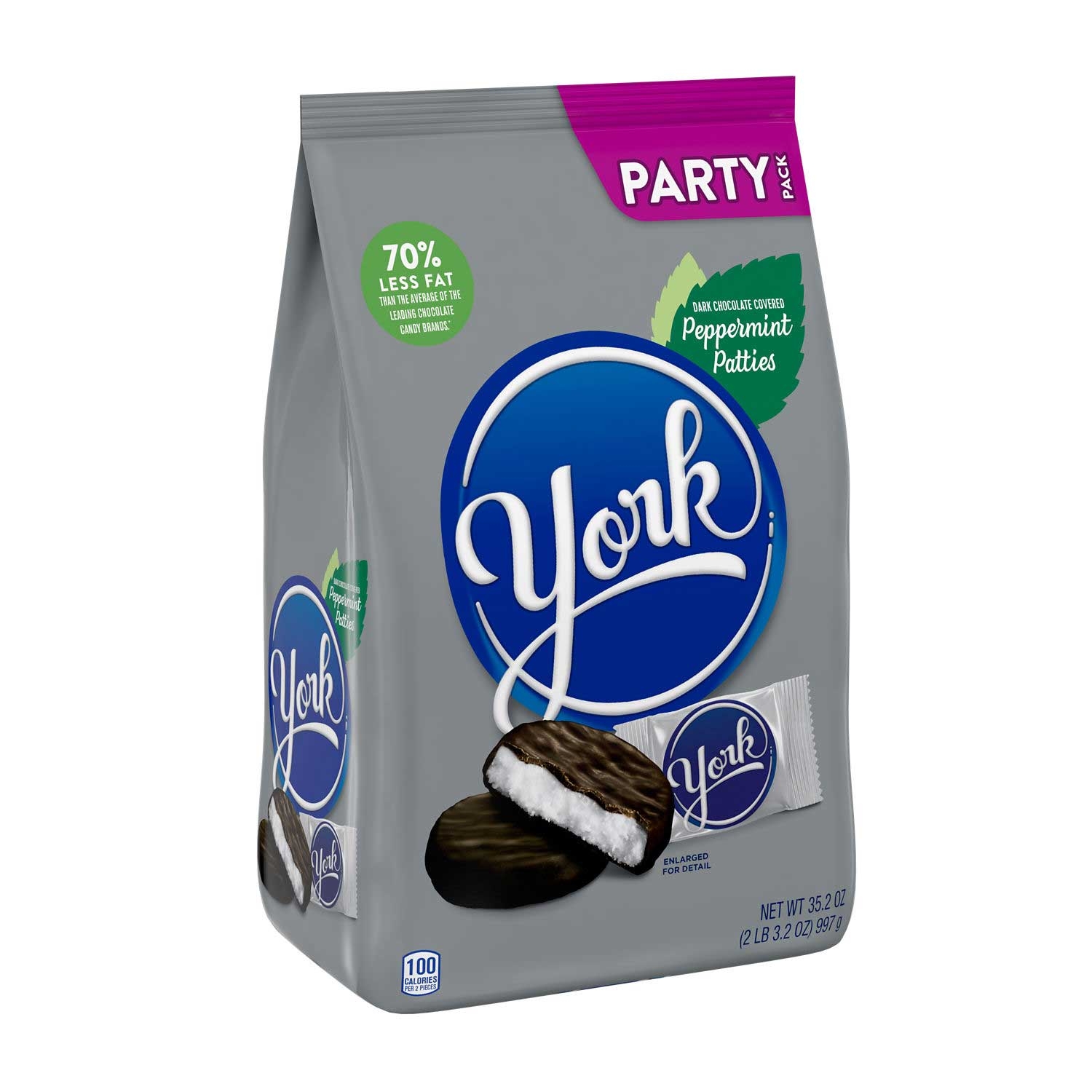 York Party Pack Dark Chocolate Covered Peppermint Patties - Stand Up Bag, 35.2 Ounce -- 9 per case