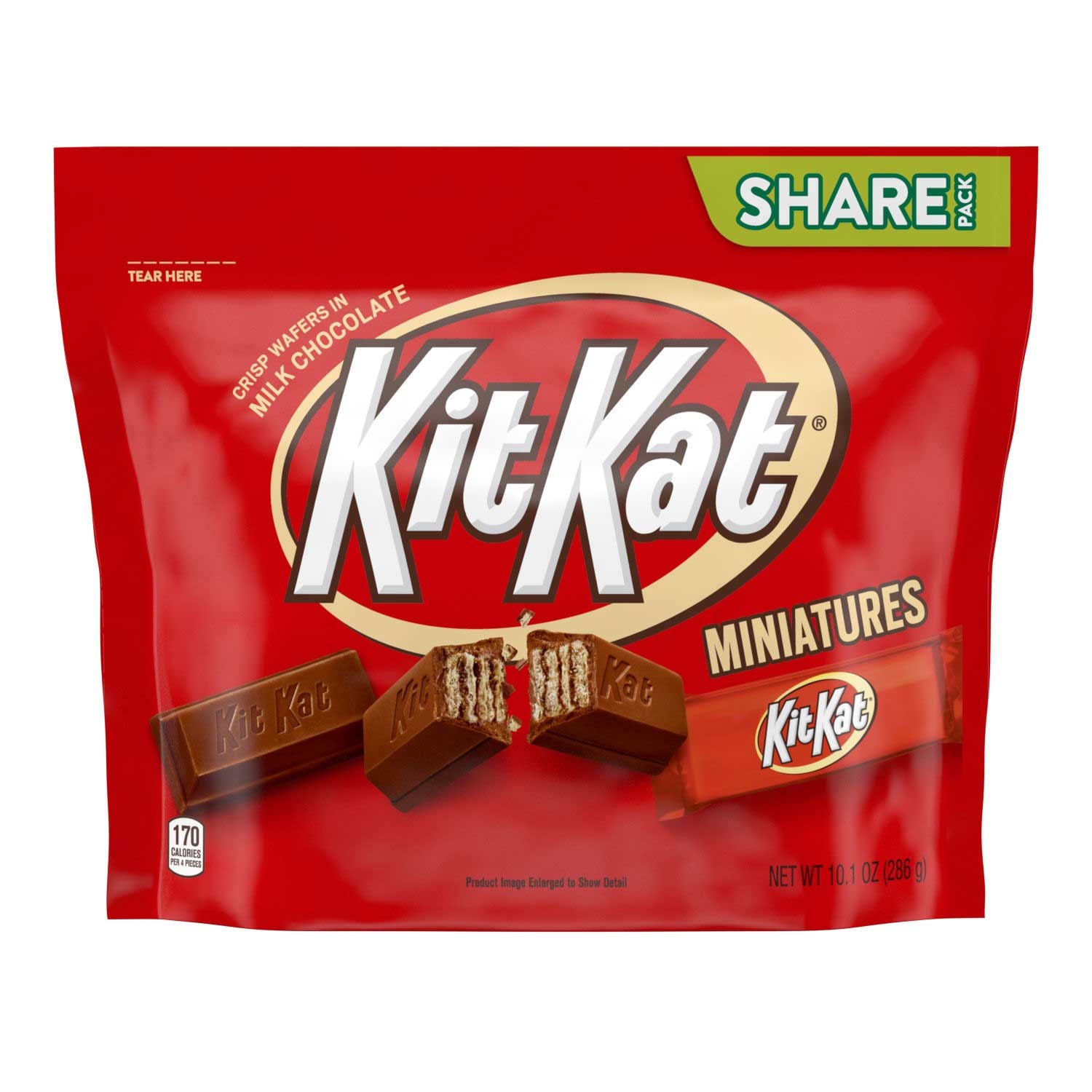 Kit Kat Miniatures Milk Chocolate Wafer Candy Bar - Share Pack, 10.1 Ounce Stand Up Bag -- 8 per case