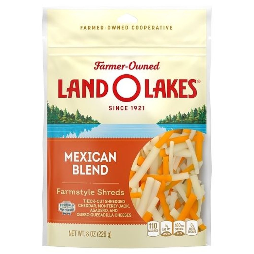 Land O Lakes Mexican Blend Cheese Farmstyle Shreds, 8 Ounce - 6 per case