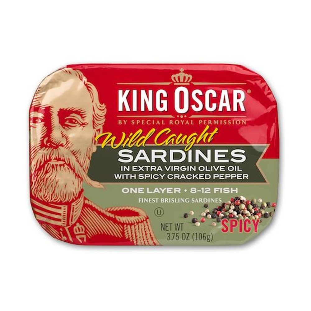 King Oscar Wild Caught Sardines in Extra Virgin Olive Oil with Spicy Cracked Pepper, 3.75 Ounce -- 12 per case