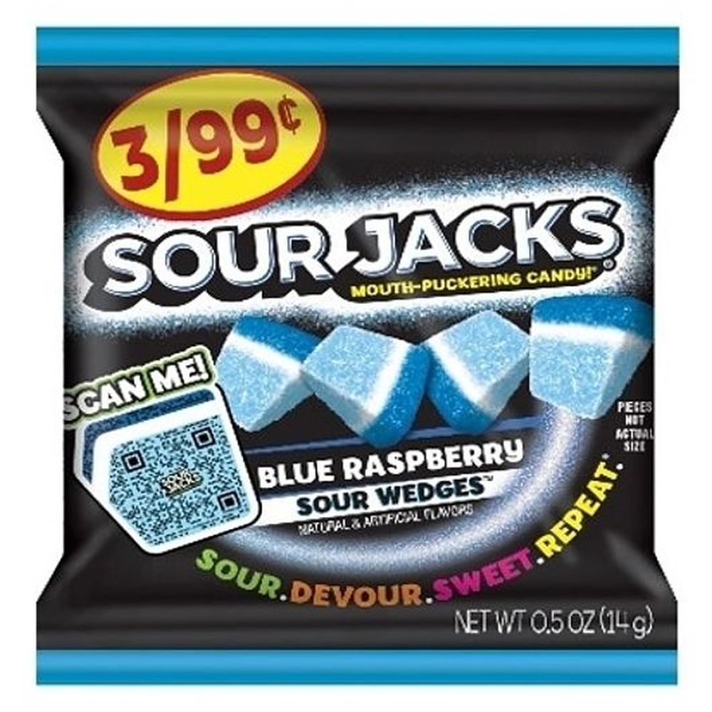 Sour Jacks Blue Raspberry Sour Candy, 0.5 Ounce -- 144 per case