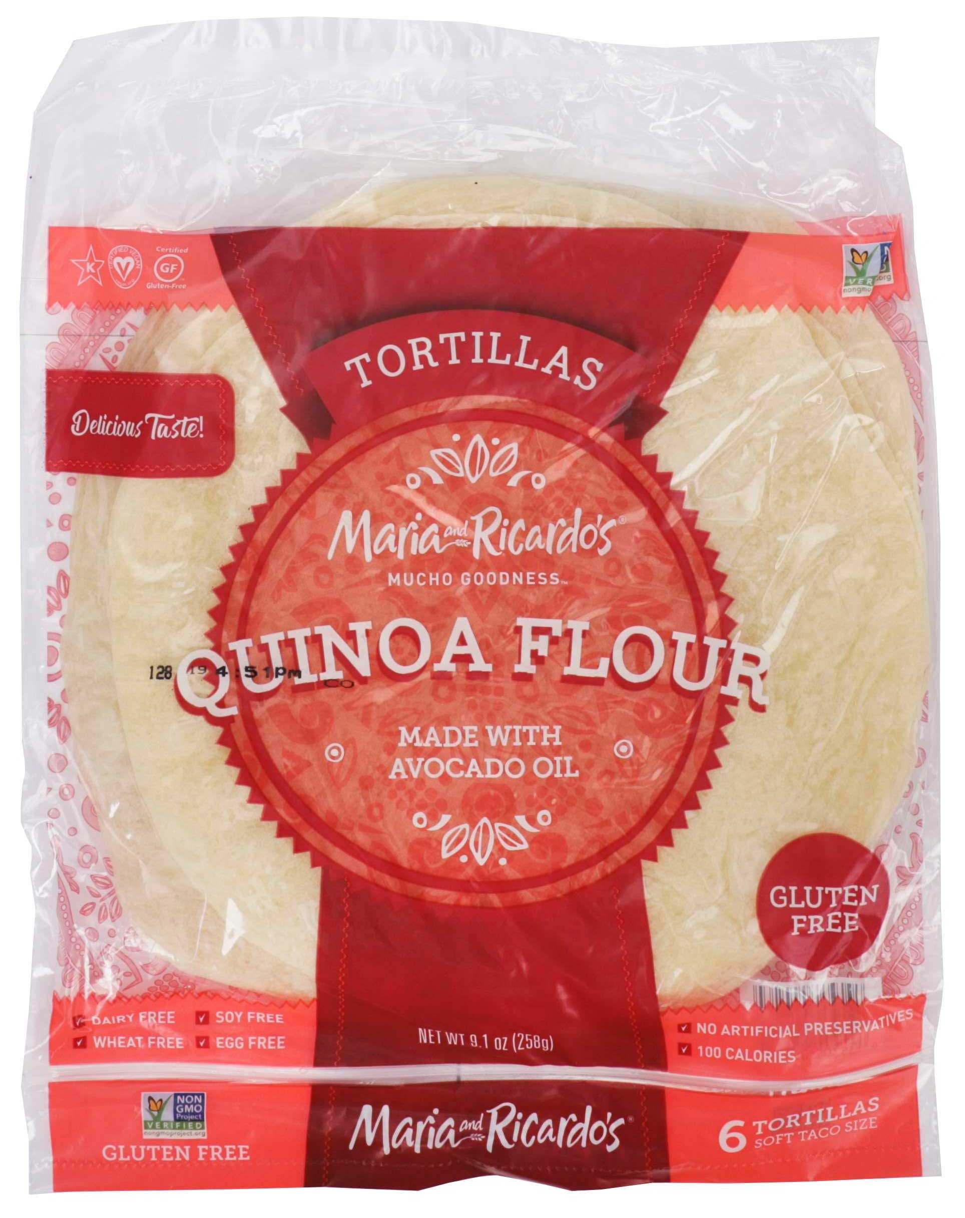 Maria and Ricardos Gluten Free 6 inch Quinoa Flour Tortilla, 9.1 Ounce -- 6 per case