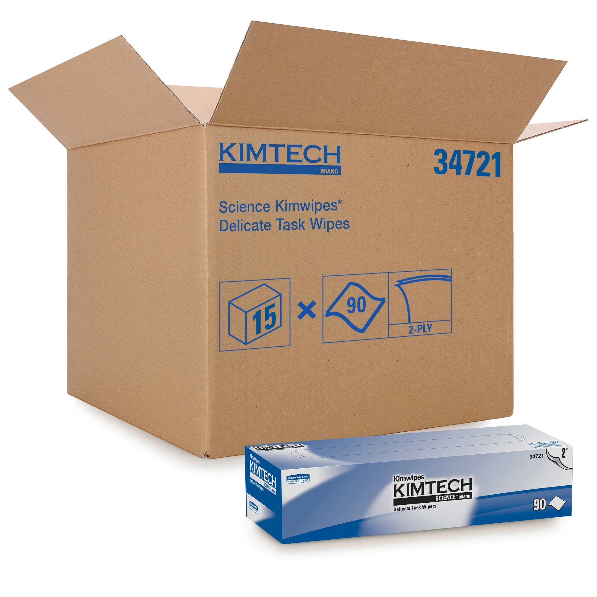 Kimtech Kimwipes White Paper 2 Ply Delicate Task Wiper, 17 x 15 inch - 90 per box -- 15 boxes per case