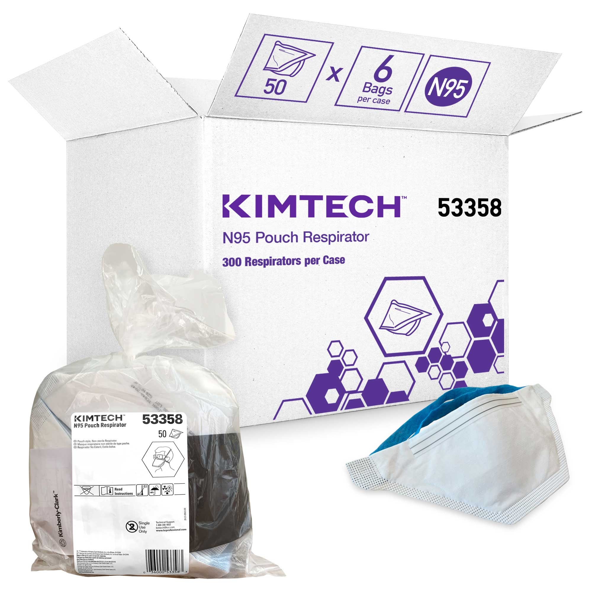 Kimtech White One Size Fits All N95 Pouch Respirator - 50 per pack -- 6 packs per case