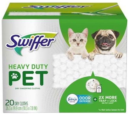Swiffer Pet Heavy Duty Dry Sweeping Cloths, 20 count per pack -- 4 per case