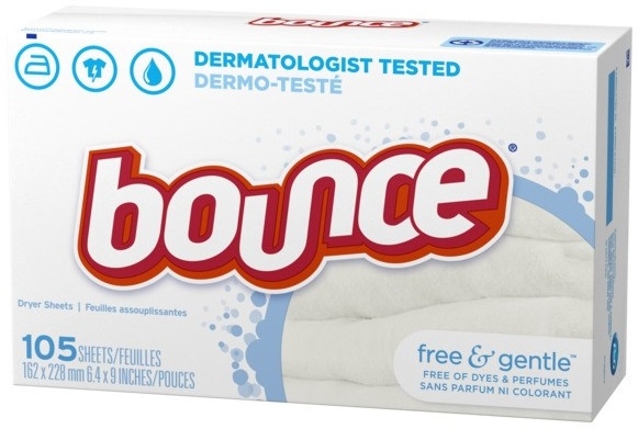 Bounce Free and Gentle Fabric Softener Dryer Sheet - 105 count per pack -- 9 packs per case