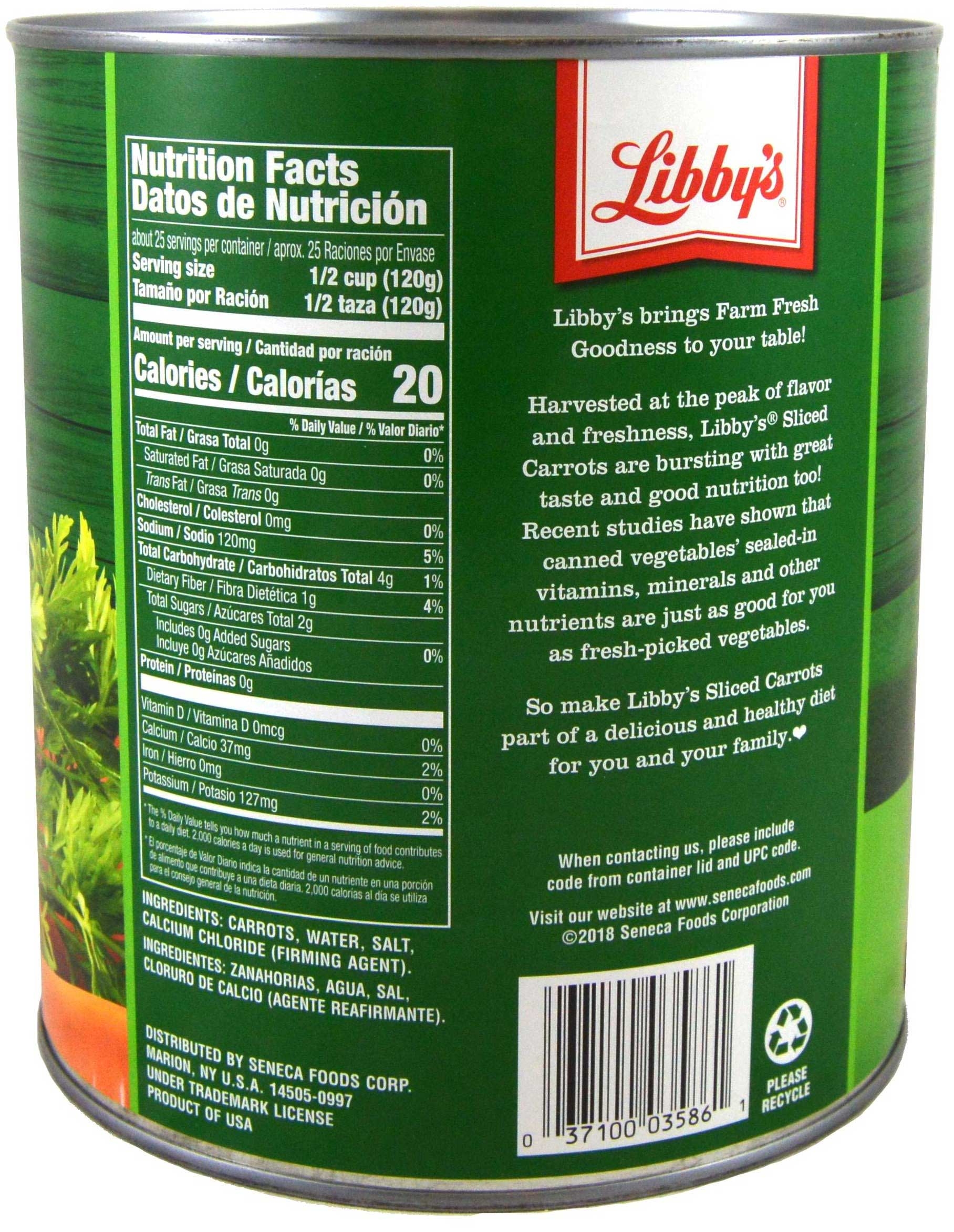 Libby Low Sodium Medium Sliced Carrots, 105 Ounce -- 6 per case