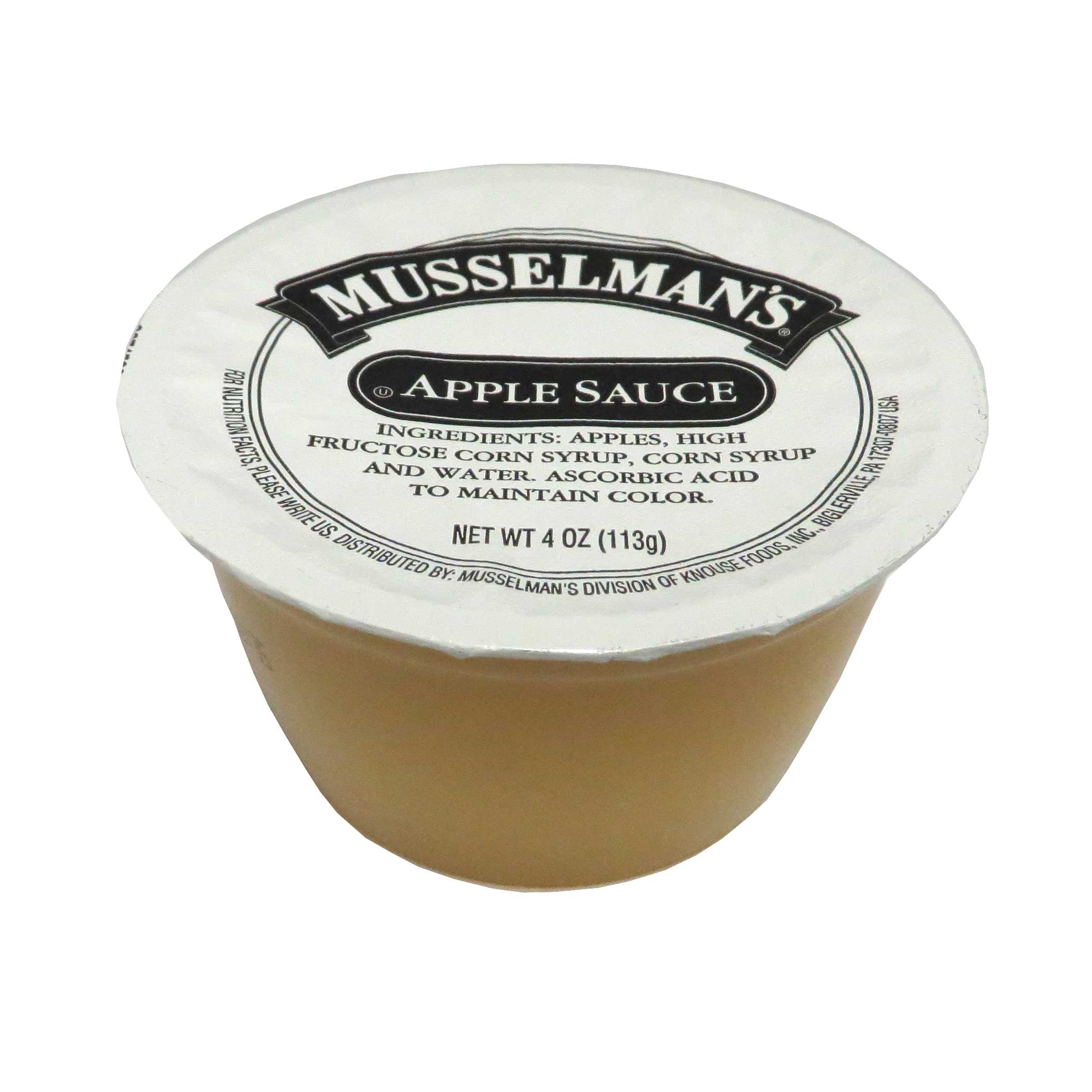 Knouse Foods Musselmans Sweetened Apple Sauce, 4 Ounce -- 72 per case.