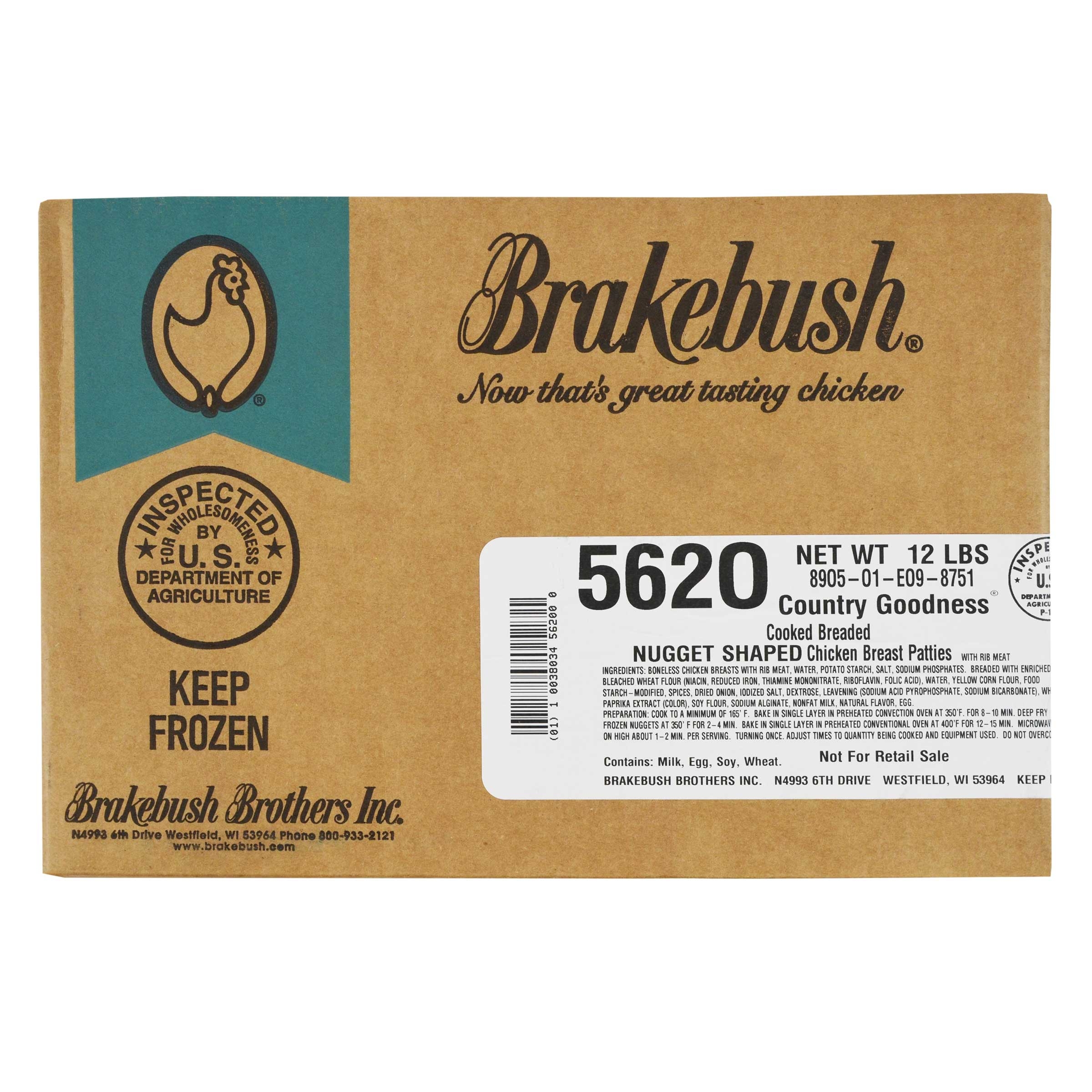 BreakBush Fully Cooked All Breast Breaded Chicken Nuggets, 6 Pound -- 2 per case.