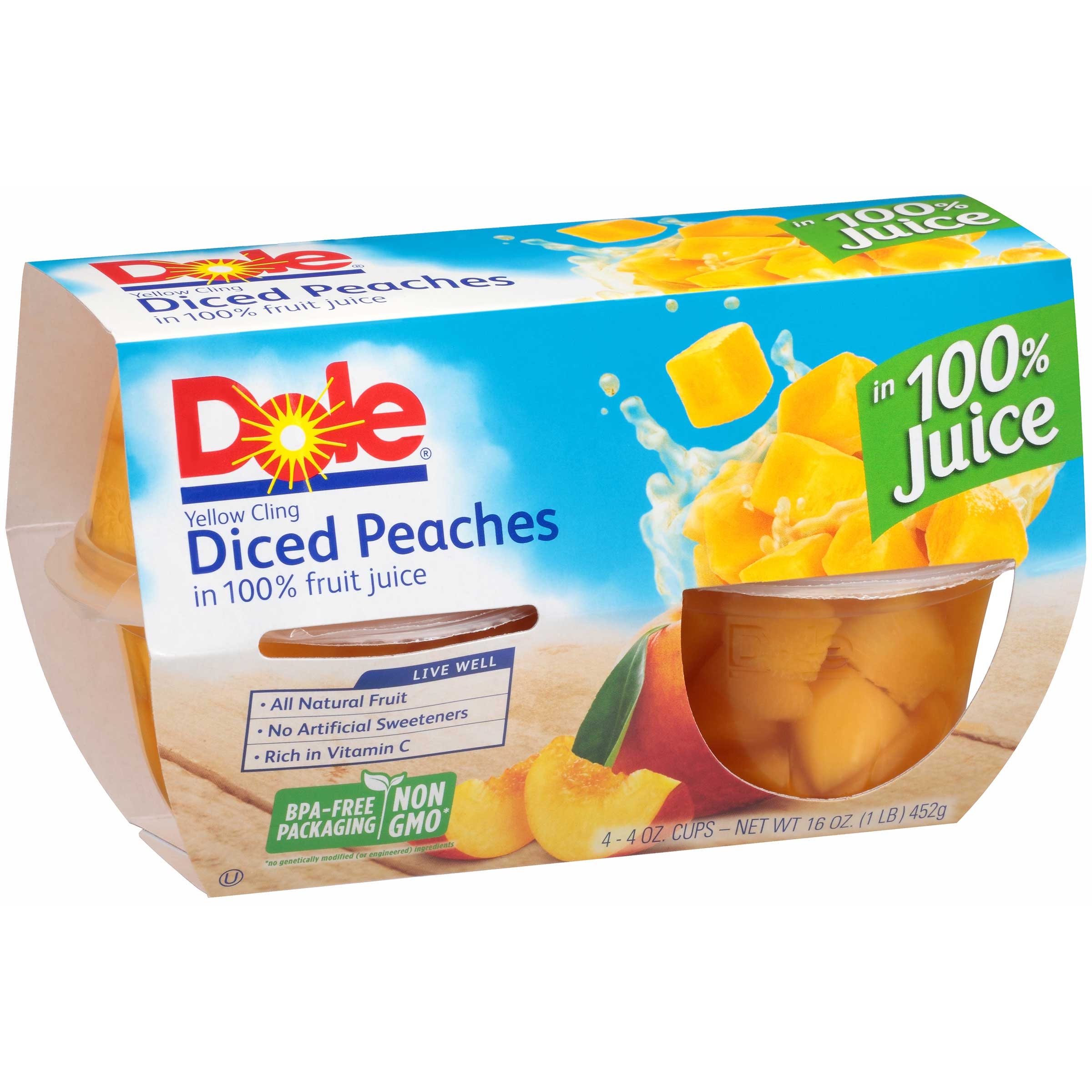 Dole Diced Peach in Light Syrup, 16 Ounce -- 6 per case.