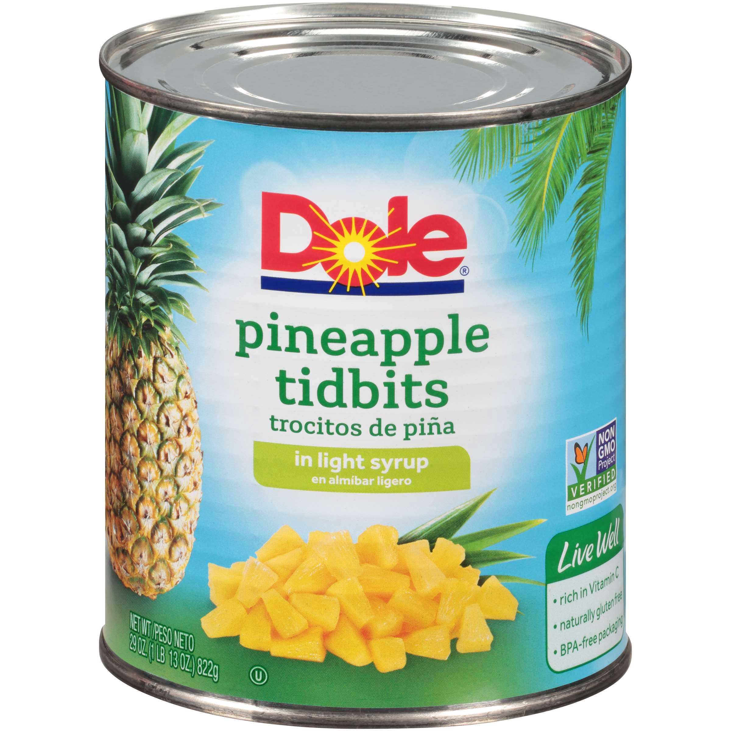 Dole Pineapple Tidbits in Light Syrup, 29 Ounce -- 12 per case