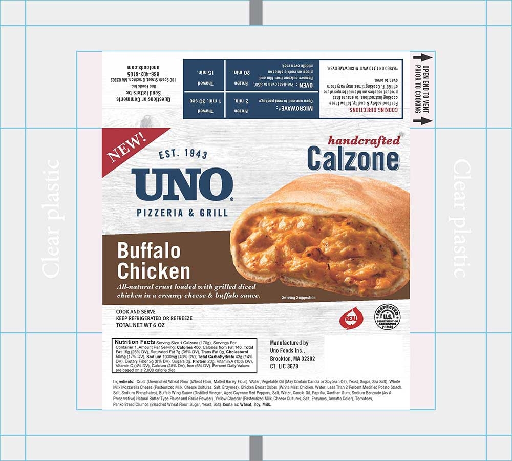 Uno Foods Individual Buffalo Chicken Calzone, 6 Ounce -- 8 per case