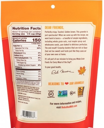 Bobs Red Mill Maple Sea Salt Granola, 11 Ounce -- 6 per case