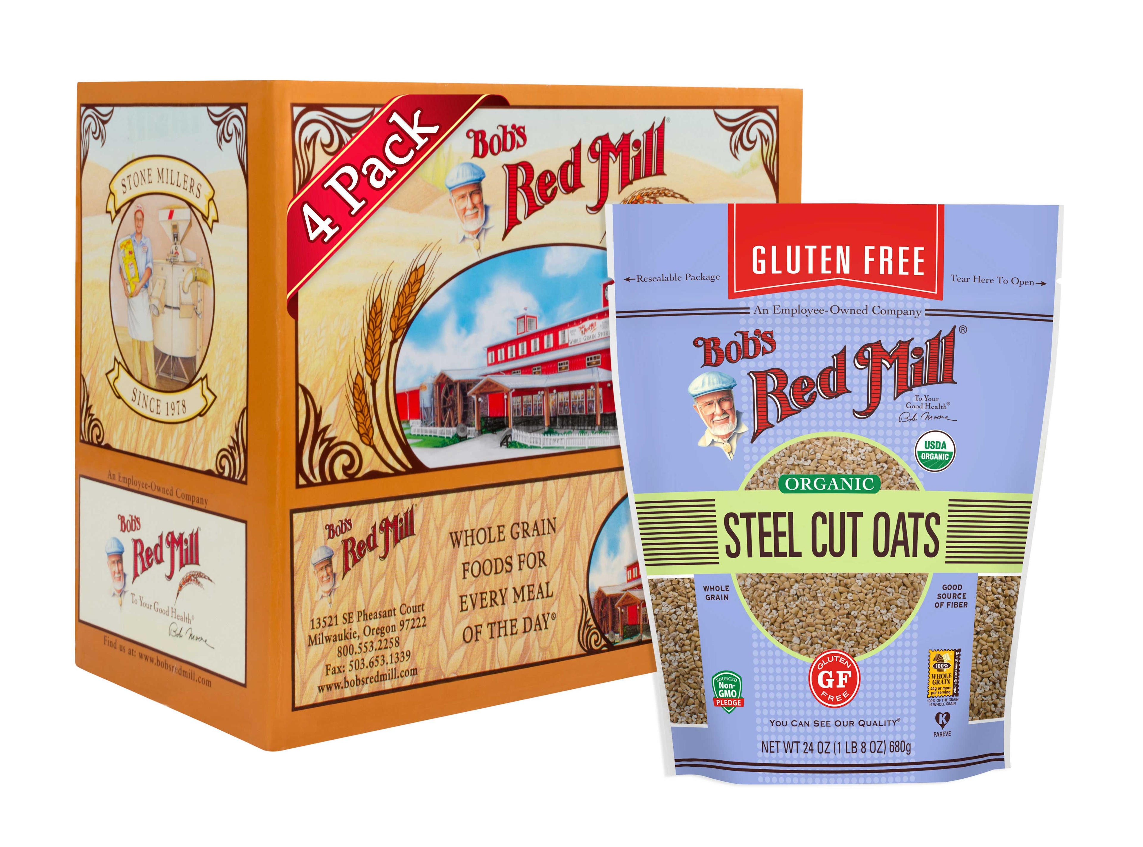 Bobs Red Mill Gluten Free Organic Steel Cut Oats, 24 Ounce -- 4 per case.
