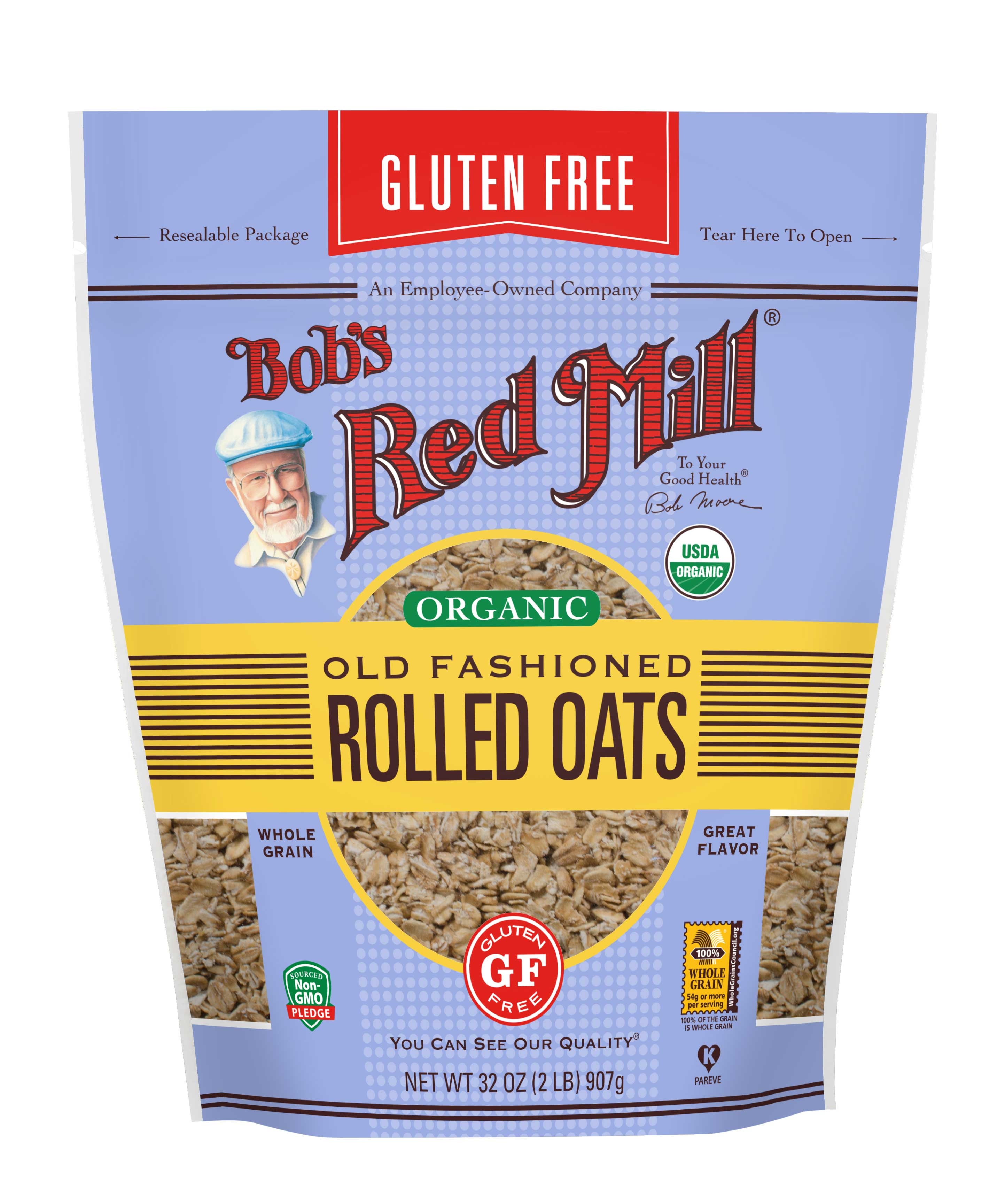 Bobs Red Mill Gluten Free Organic Old Fashioned Rolled Oats, 32 Ounce -- 4 per case.