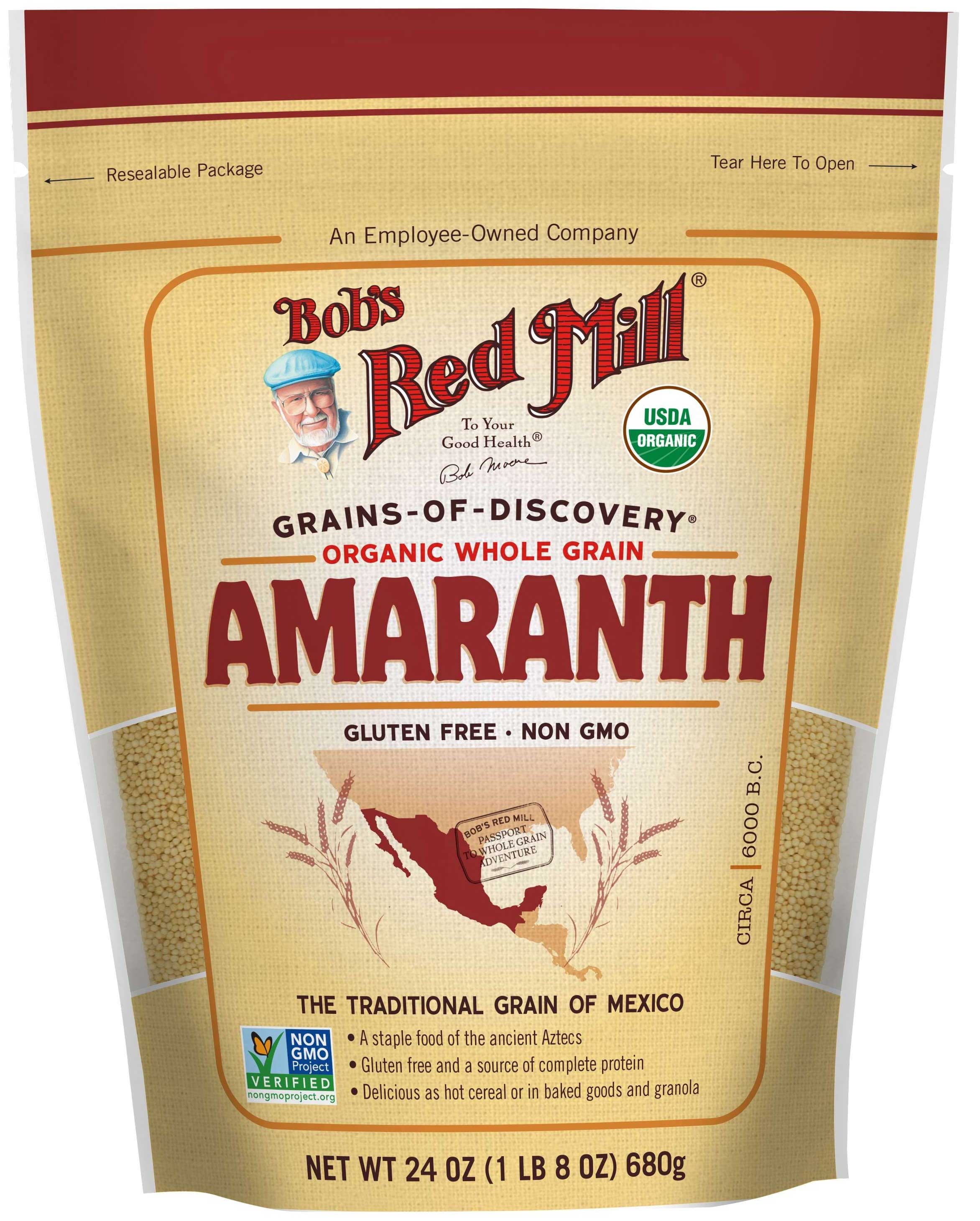 Bobs Red Mill Organic Amaranth Grain, 24 Ounce Pouch -- 4 per case