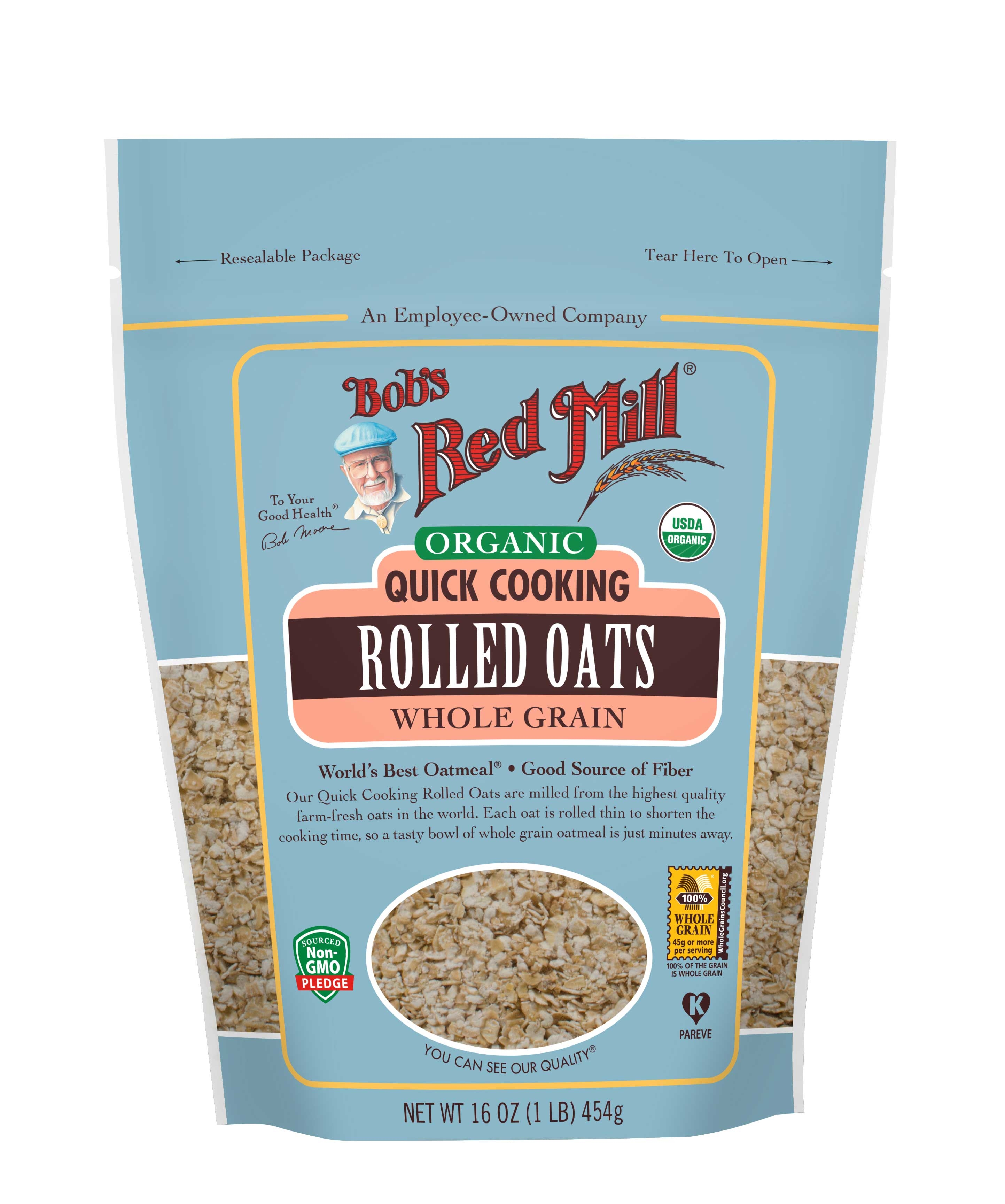 Bobs Red Mill Organic Quick Cooking Rolled Oats, 16 Ounce -- 4 per case.