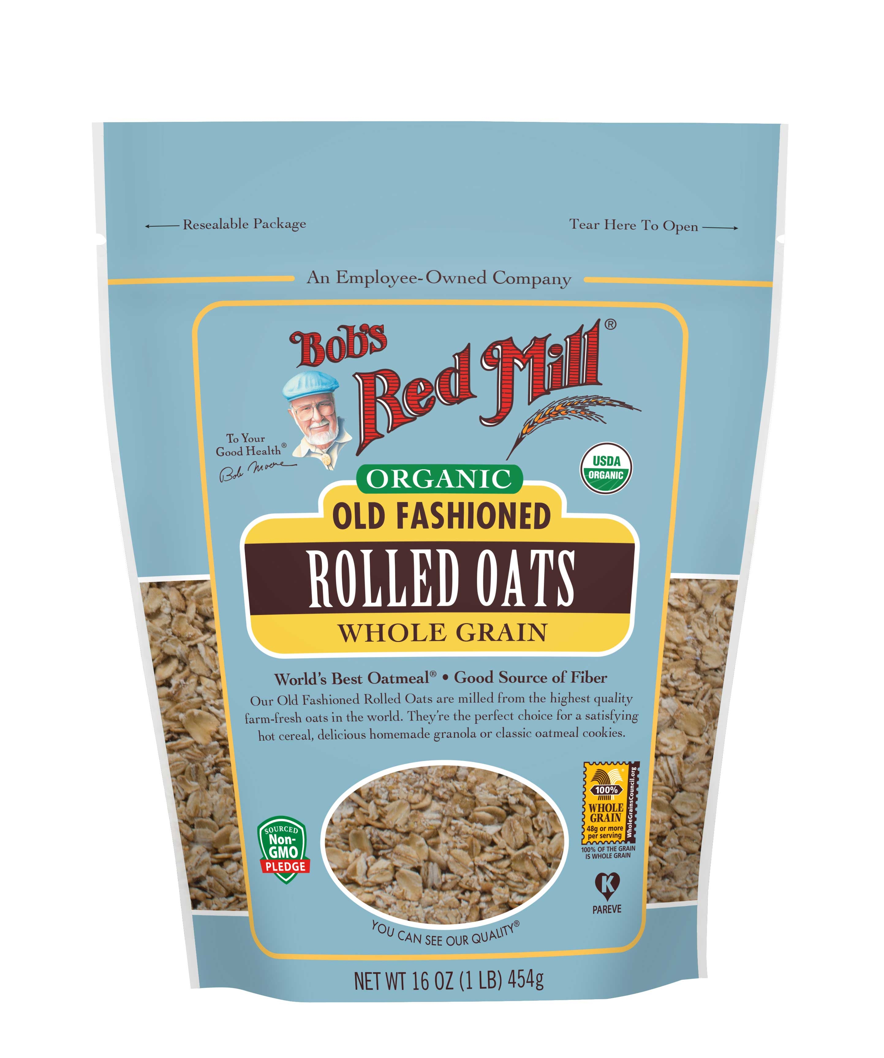 Bobs Red Mill Organic Old Fashioned Rolled Oats, 16 Ounce -- 4 per case.