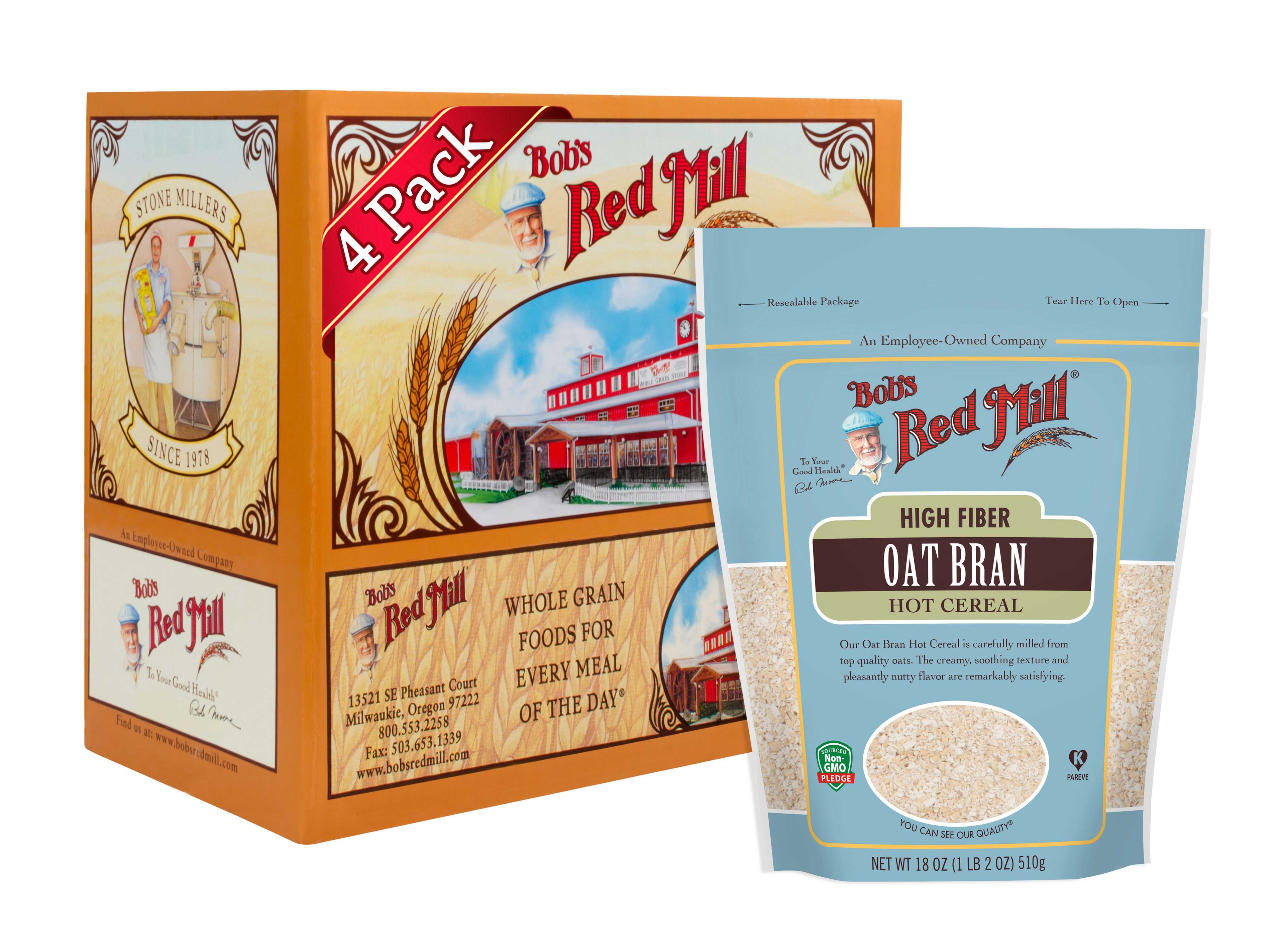 Bobs Red Mill Oat Bran, 18 Ounce -- 4 per case.