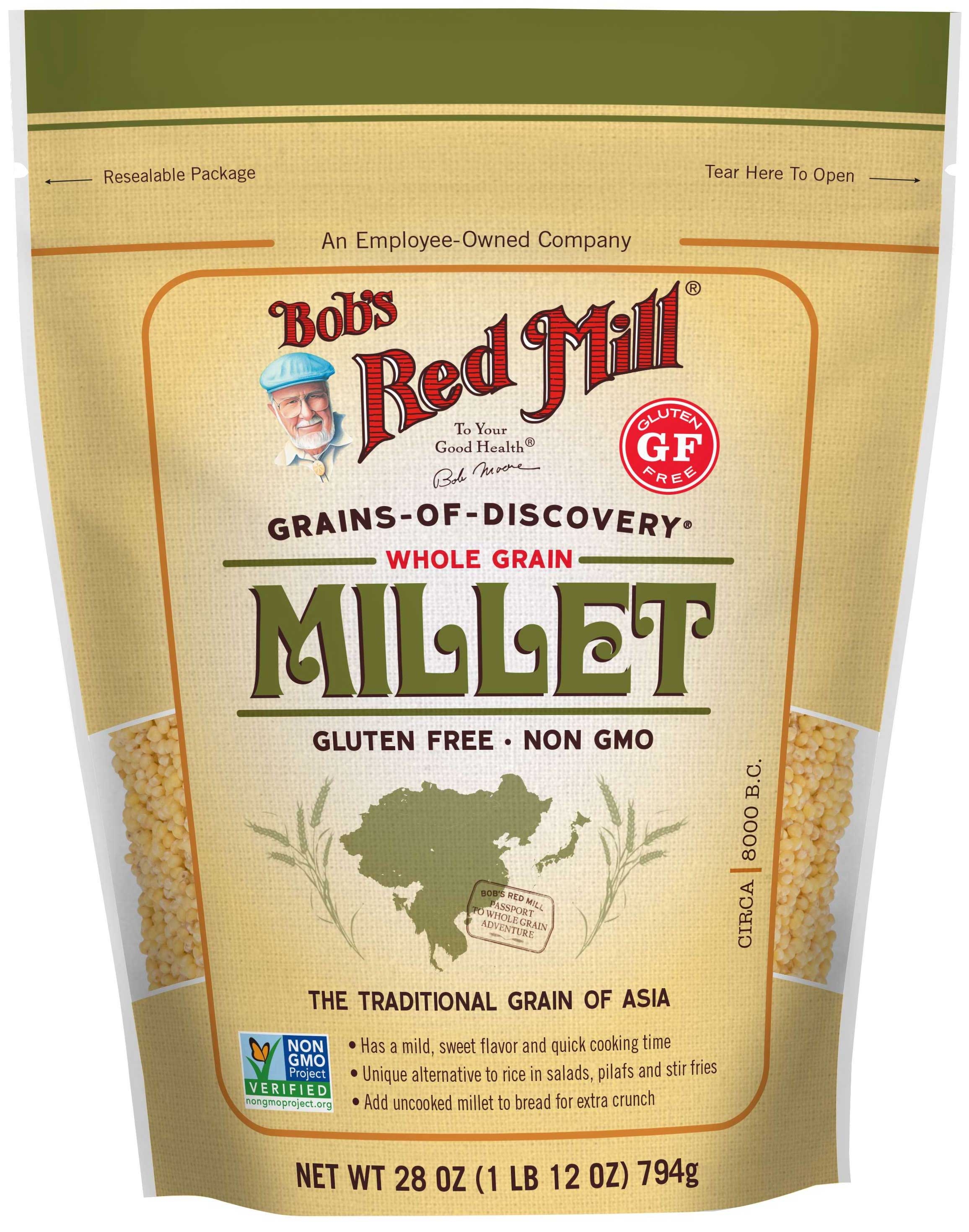 Bobs Red Mill Whole Grain Millet, 28 Ounce -- 4 per case