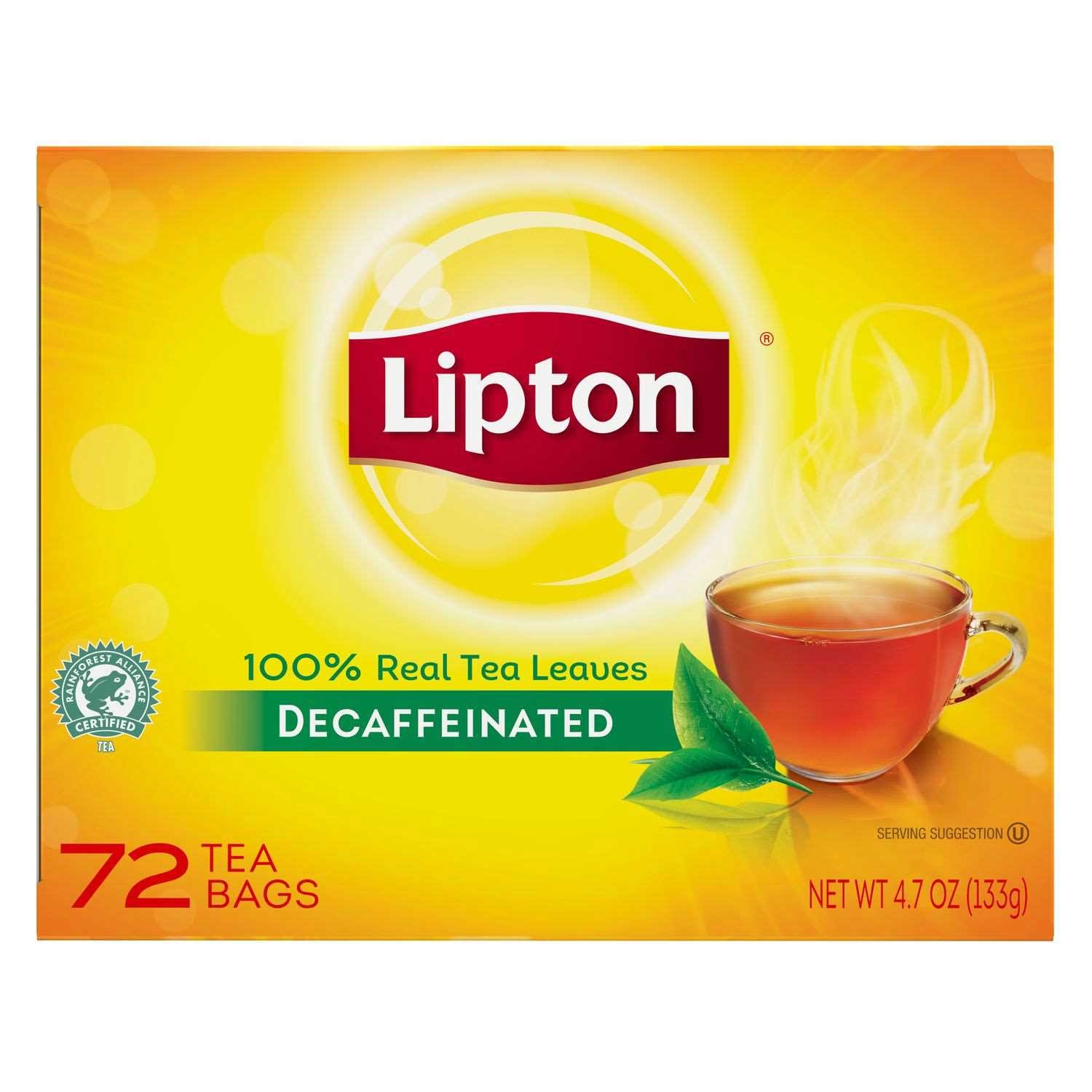 Lipton Decaffeinated Black Enveloped Hot Tea Bags, 72 count -- 6 per case