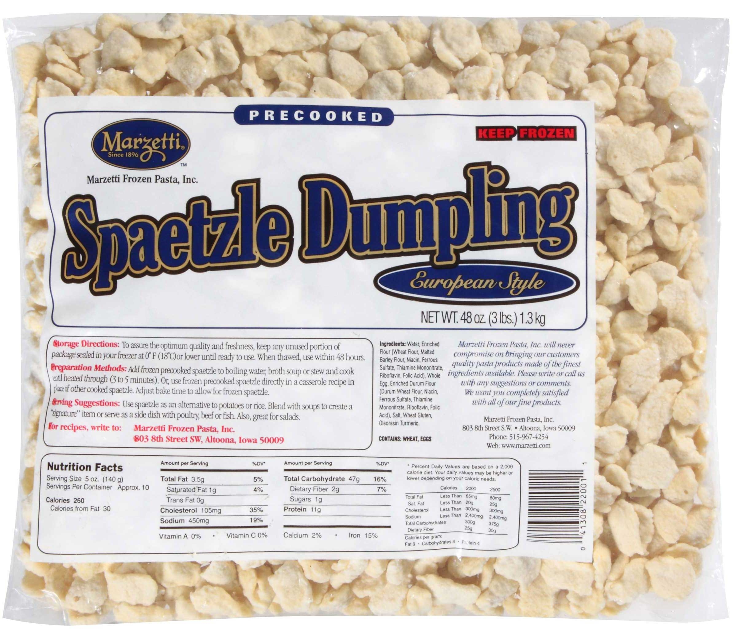 Marzetti Precooked Spaetzle Dumpling, 3 Pound -- 4 per case