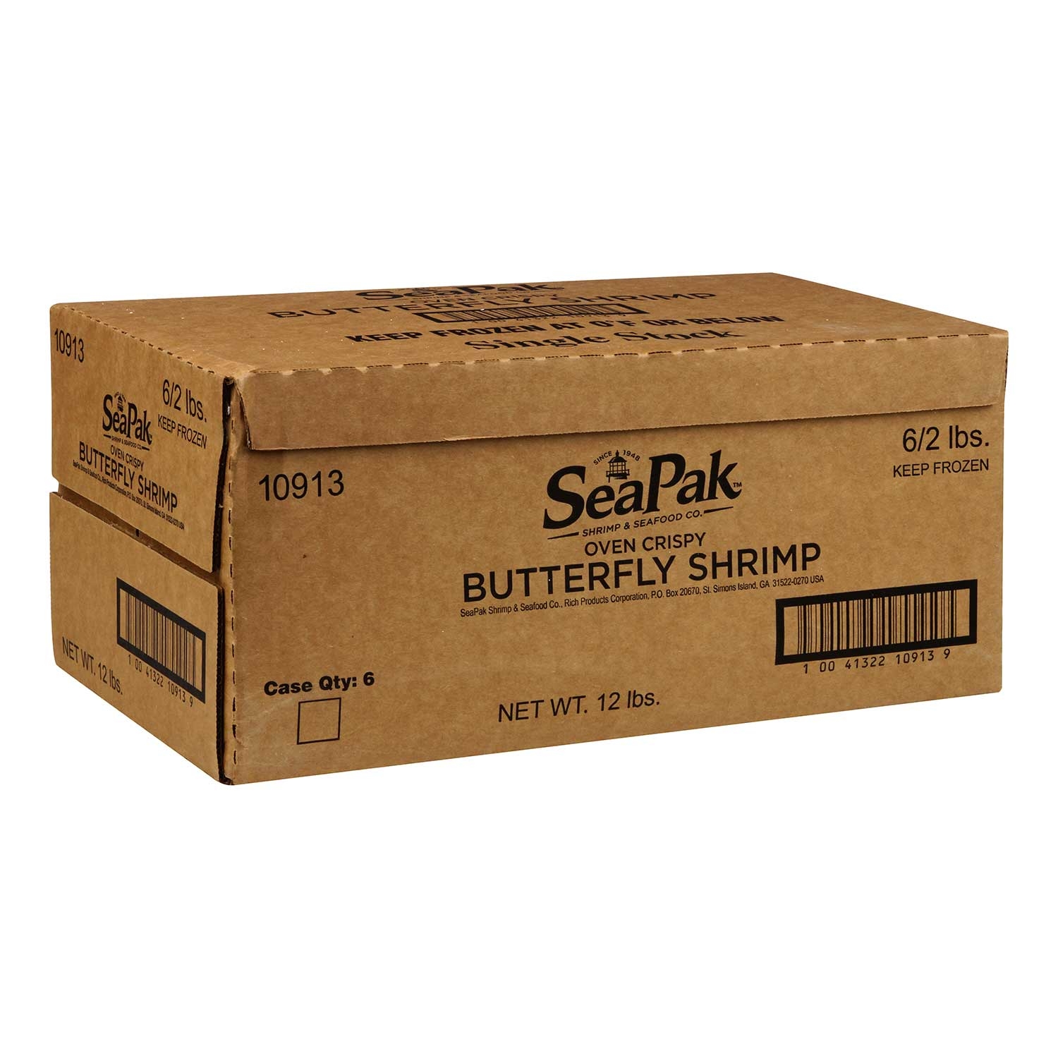 Rich Frozen Bakeable Midsize Butterfly Shrimp, 2 Pound -- 6 per case.