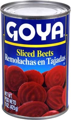 Goya Sliced Beets - 15 oz. can, 24 cans per case.