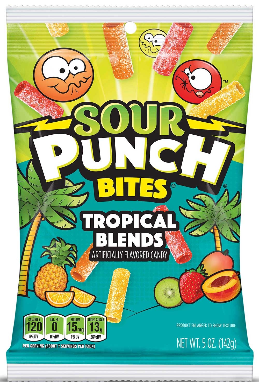 Sour Punch Bites Tropical Blend Candy, 5 Ounce -- 12 per case