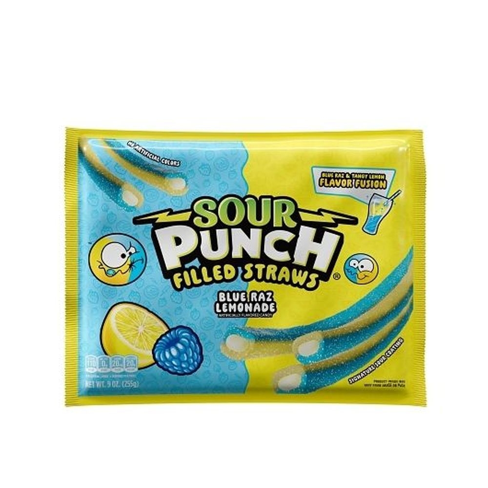 Sour Punch Blue Raspberry-Lemonade Filled Straws, 9 Ounce -- 12 per case