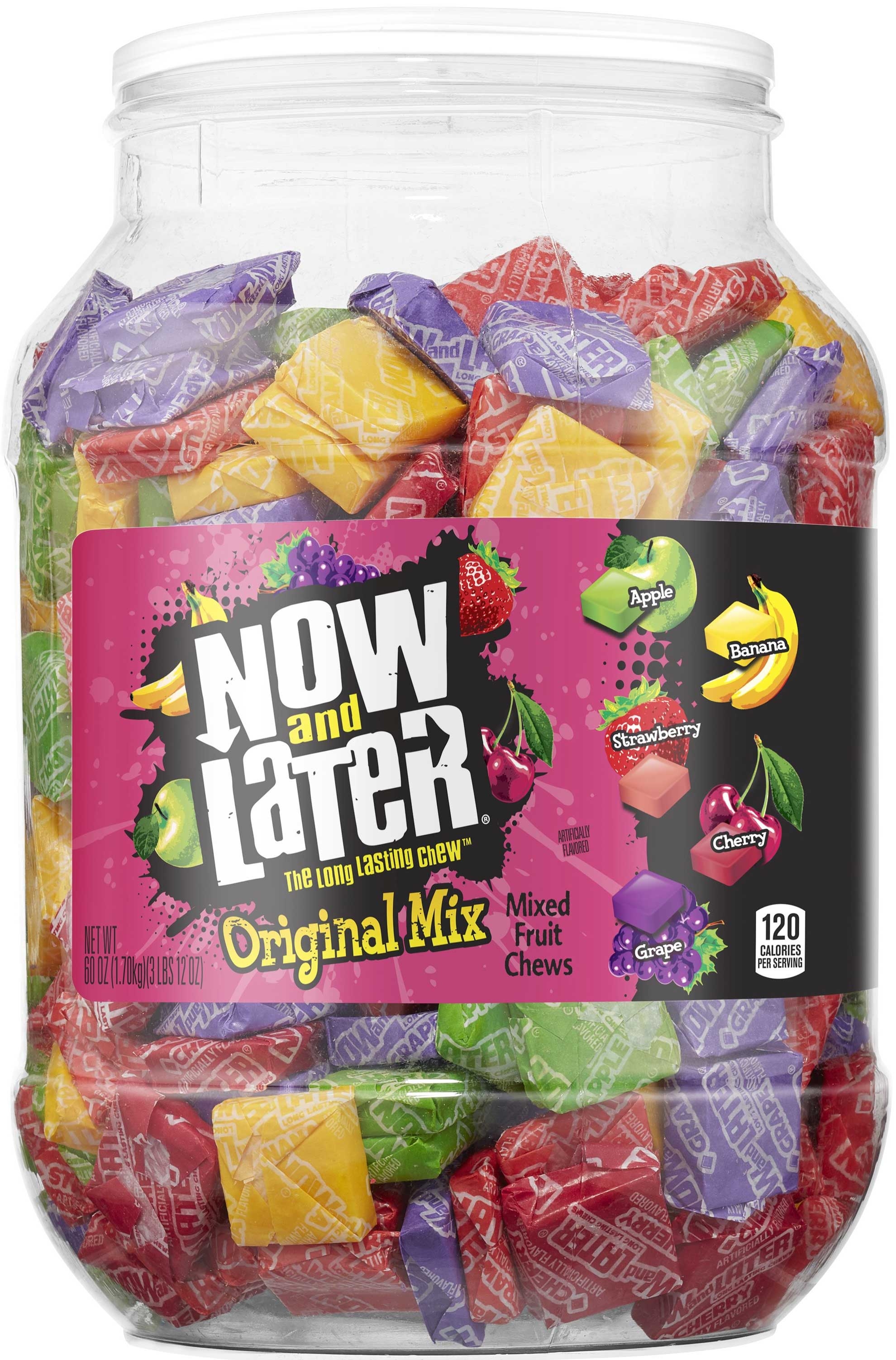 Now and Later Original Mix Candy, 60 Ounce Jar -- 6 per case.