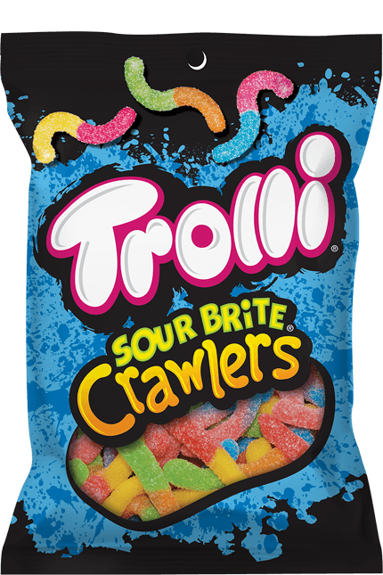 Trolli Sour Brite Crawlers Gummy Candy, 3.4 Ounce Pouch -- 12 per case