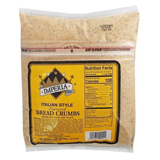 Imperia Italian Fine Grind Bread Crumbs, 5 Pound -- 4 per case