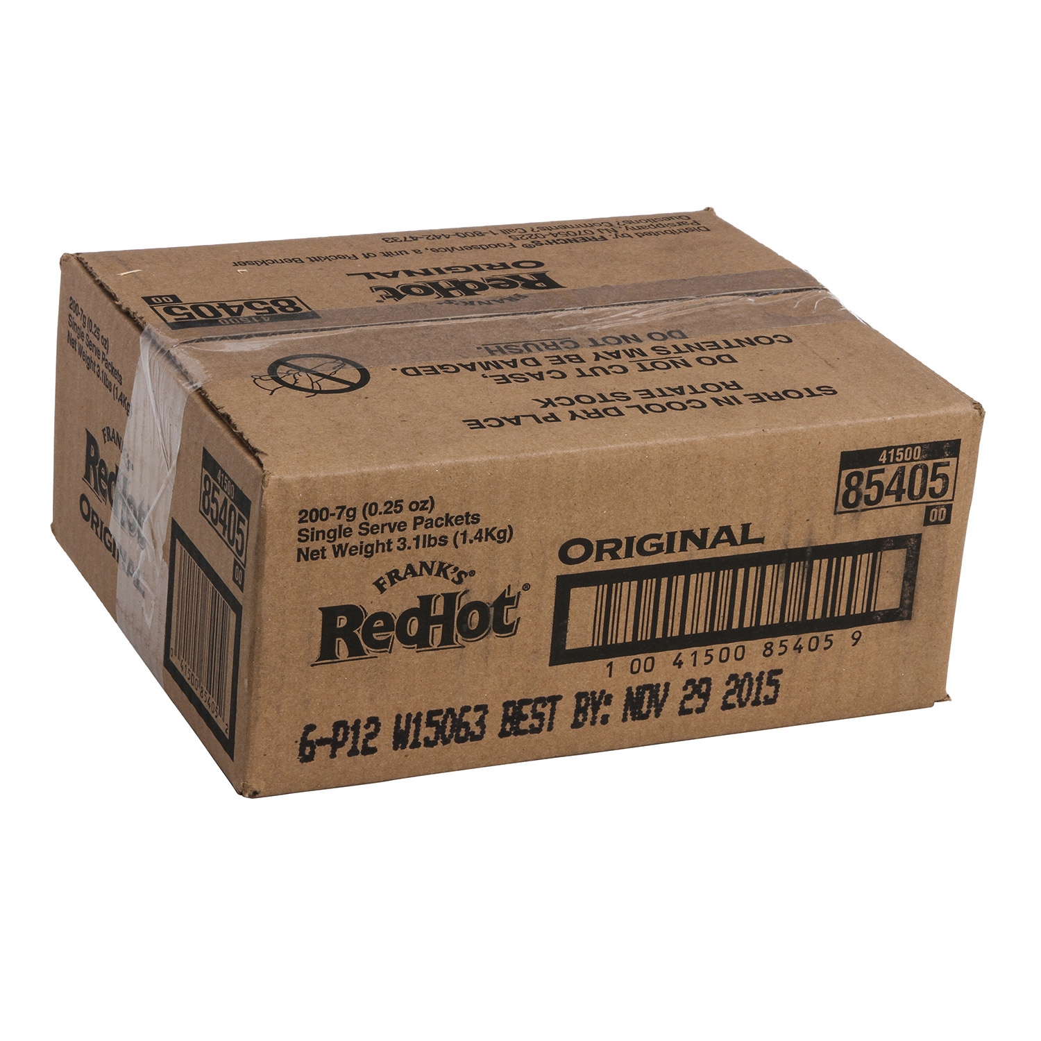 Franks RedHot Original Hot Sauce, 7 Gram Packet -- 200 per case.