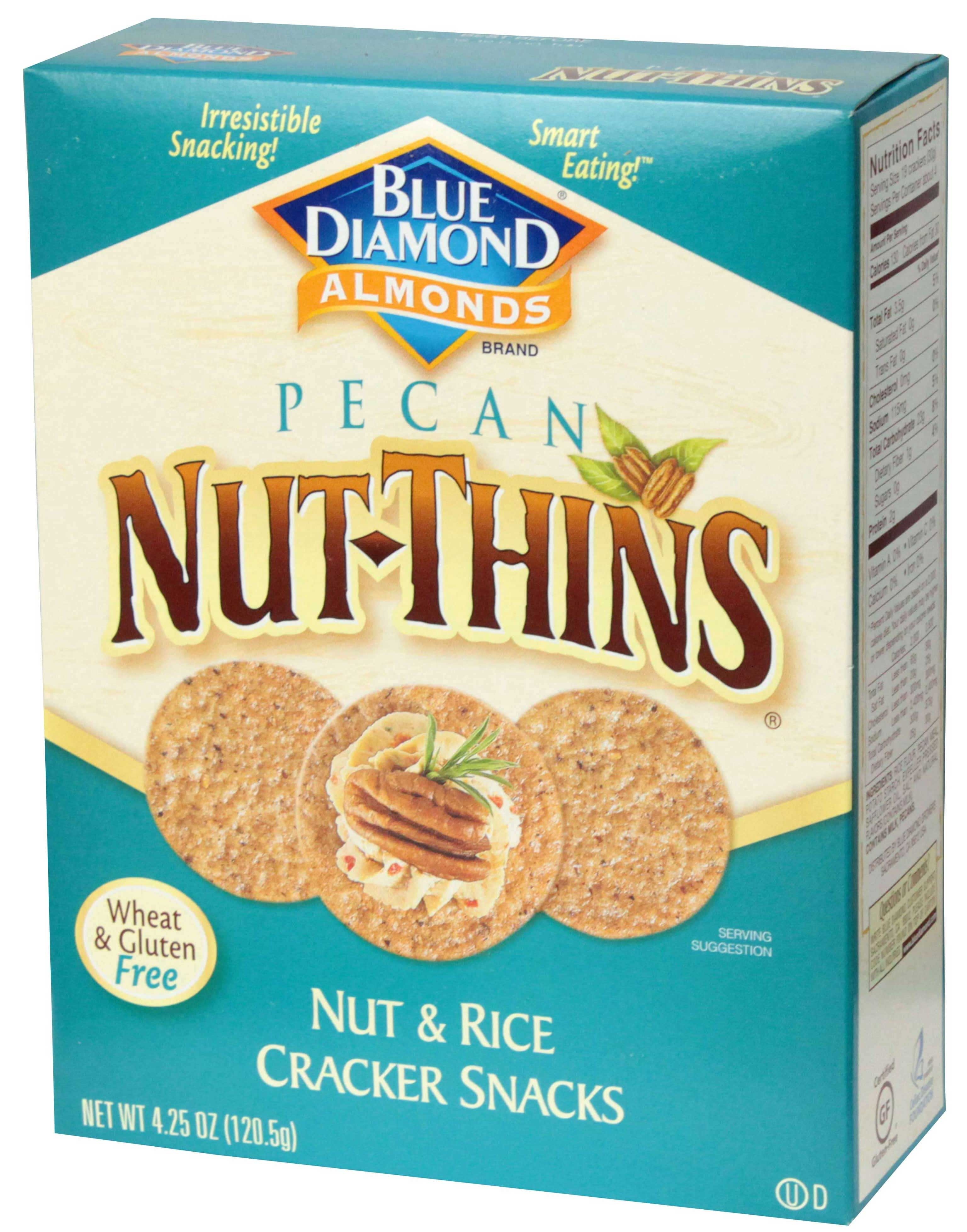 Blue Diamond Pecan Nut Thins Cracker, 4.25 Ounce -- 12 per case